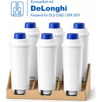Kompatibler Wasserfilter für Kaffeevollautomaten – passend für DeLonghi DLSC002 / SER3017 (ECAM-Serie) – Reduziert Kalk & Verunreinigungen – Aktivkohle & Ionenaustauscherharz – 6er Pack