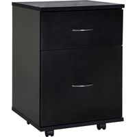 HOMCOM Cajonera de Oficina y Hogar tipo Archivador Móvil con Ruedas y 2 Cajones 41x39x58cm Negro