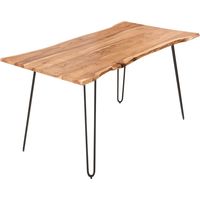 Esstisch Baumkante massiv Akazie natur 140 Hairpin-Gestell schwarz HANNAH