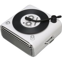 Enceinte Bluetooth 5.0 style platine vinyle vintage, son puissant, sans fil, blanche