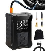 ALLIANDISMini Compresseur à Air, Gonfleur Pneus Portatif Pompe a Velo Electrique avec Écran LCD Numérique et Lumière pour Moto Voiture Velo