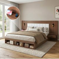 letto contenitore 180x200 USB comodini noce HAVRYA