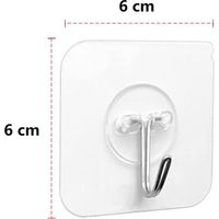 6 Pièces Crochet Adhésif, Transparent, Acier Inoxydable, 5 kg, Salle de Bain Cuisine