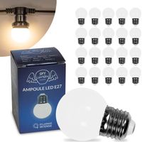 Skylantern – Lot de 20 ampoules LED E27 blanc chaud 1,5W – Culot E27 – Diamètre 5 cm – Étanchéité IP65 pour guirlandes guinguette