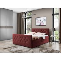 Boxspringbett Schlafzimmerbett EIVOR 140x220cm Stoff Magic Velvet Bordeaux