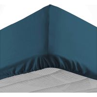 Douceur D'Intérieur – Drap housse 100% coton 57 fils/cm² – 200x180cm – Bleu nuit – Confort exceptionnel et souplesse – OEKO-TEX Standard 100