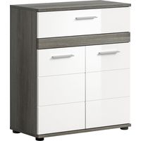 Blake Badschrank 1 Schublade 2 Türen weiß Hochglanz, grau.