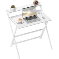 Scrivania Pieghevole con Ripiano per Monitor, 81.5x62x86.5 cm, Bianco