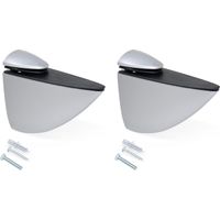 Emuca – Supports pour étagères en bois ou verre – Plastique et zamak – Capacité de charge 75 kg – Épaisseur d'étagère 5 à 40 mm
