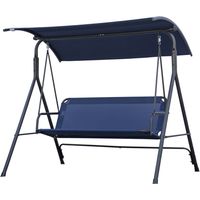 Dondolo da giardino 3 posti con tettuccio regolabile, tessuto Oxford e acciaio, blu scuro
