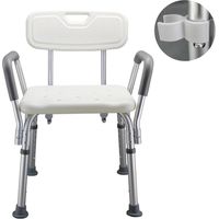 Bathroom Shower Bench with Back & Arms Adjustable Height Shower Tub Stool Lightweight Bath Shower Se