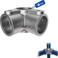Raccord d’angle traversant 3 voies Ø27 mm galvanisé – collier de tube traversant connecteur de tuyau – Raccord ubulaire croix, kee klamp, connecteur voies – GeZu Impex