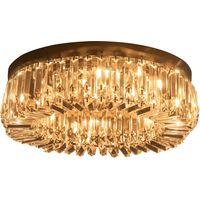 HOMCOM Crystal Ceiling Light Modern Chandeliers for Living Room Bedroom Silver