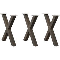 Dining Table Legs X-Shaped 3 pcs Natural Steel 80x(72-73) cm Steel vidaXL