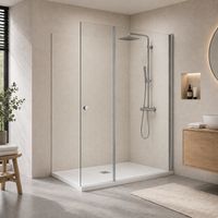 Onbath's Paroi de douche à l'italienne 40+60 cm déflecteur en verre transparent anticalcaire profilés chromés