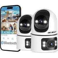 GENBOLT Caméra Surveillance Intérieure WiFi, 2.4&5GHz Double Moniteur de bébé WiFi, CCTV Caméra Sécurité à Double Objectif Détection Humaine Intelligent