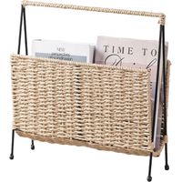 Porte-magazine tissé papier boho, stand fer, panier livre pour salon/bureau/salle de bain