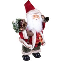 Babbo Natale con campana, movimento con musica, barba folta e bianca da 36 cm