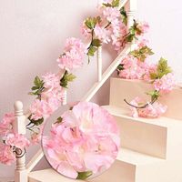 235cm Fleur Artificielle Fleur de Cerisier Suspendu Vigne Guirlande Fleur Feuille de Vigne Clture Famille Clture Jardin Mariage Clture Décoration de Noël Décoration (Rose,1 Pièce)