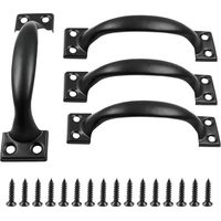 Lot de 4 poignées de porte de grange vintage de 138 mm, poignées de porte de tiroir de meuble en métal - Noir