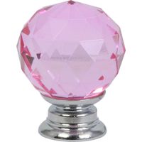 Domino Elegante Crystal Palace Möbelknopf 30mm in Chrom & Rosa