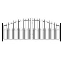 Saxon Spear Top Arched Double Driveway Gate - Solid Steel - Fits Gap of 3353 mm x 1245 mm High - Electro Galv./Black Powder Coated