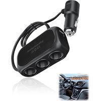 Car Cigarette Lighter Splitter 3 Sockets 12V/24V Car Charger Adapter with 2 USB Ports 120W Fast Charge Power Outlet Splitter with LED Charging Indicator for Phones Tablet Car Camera Dash Cam