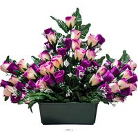 Jardinière devant de tombe fleurs artificielles pour le cimetière H 50 cm Lg 65 cm Pourpre - couleur: Pourpre