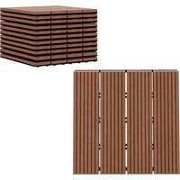 Set 11 Piastrelle per Esterni ad Incastro Antiscivolo in HDPE Riciclato, 30x30x2.2 cm, Marrone