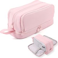 Pencil Case with Large Capacity Pencil Case 3 Compartments for Boys Girls Portable Pencil Case School for Students Adults Women School & Office Makeup, Purple, Cosmetic bag