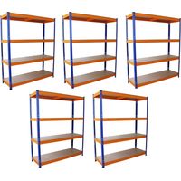 Monster Racking – Lot de 5 Rayonnages en Acier S-Rax, Etagères en MDF Solide, Assemblage Sans Boulons, 150cm x 50cm x 180cm