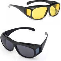 2er Pack Überzieh Nachtsichtbrille für Autofahrer, für Brillenträger, getönte polarisierende Gläser, gemäß ISO Norm, schwarz/gelb