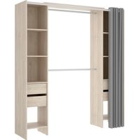 DRESSING OUVERT AVEC TIROIRS ET RIDEAU VESTO - Naturelle