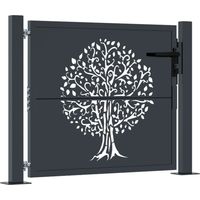Gartentor Anthrazit 100x75 cm Stahl Baum-Design vidaXL