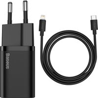 Chargeur rapide pour iPhone Super Si 1C 20W Power Delivery + Câble USB-C - Lightning 1m noir