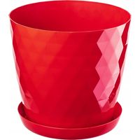 KADAX Vaso da fiori in plastica con sottovaso integrato, vaso per piante per decorazioni floreali moderne in interni (18 cm, rosso)