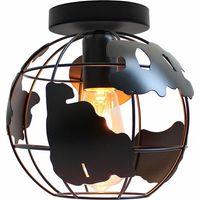 Modern Industrial Ceiling Light in Metal Cage Sphere Ø20cm, Iron Chandelier Suspension Light E27 for Living Room, Corridor, Entrance, Driveway, Porch, Bedroom, Black