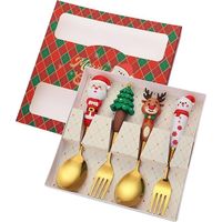 RHG Elegant Spoon and Fork Set Holiday Dining Dining Couding Christmas 410Stainless Steel Table Varelle Parfaite pour Les Fêtes Et Les Fournitures De Cuisine Actuelles