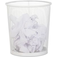 Corbeille papier, lot de 2, pour bureau & chambre ado, ouverte,ronde, fil de fer, poubelle, en métal, HxD 28x26cm,blanc