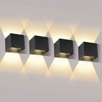 (Noir-4ps)12W Appliques Murales,4pcs LED Applique Murale Exterieur/Interieur,Anti-Eau IP65 Lampe Murale pour Chambre Maison Couloir Salon