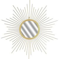 The Home Deco Factory – Miroir mural soleil doré 80cm – Design métallique élégant – Pour salon, chambre ou entrée – Pièce maîtresse décorative