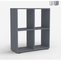 Libreria bassa bianco grigio moderna ufficio cameretta bambini Arkus - Grigio