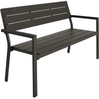 Banc de jardin 2 places aluminium résistant intempéries gris foncé