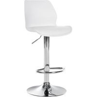 Sgabello da bar x1 con poggiapiedi altezza regolabile girevole in PVC bianco plastica e metallo 100005616