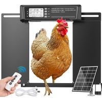 Porte automatique de poulailler solaire avec panneau solaire 7W, ouvre-porte en aluminium avec capteur de lumière, minuterie programmable, contrôleur étanche et système anti-pincementPorte