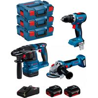 Bosch – Pack de 3 outils électroportatifs 18V – Perceuse-visseuse GSR 18V-65 – Marteau perforateur GBH 18V-22 – Meuleuse GWS 18V-8 – 2 batteries 5.0Ah