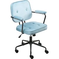 Sedia da ufficio in velluto azzurro girevole con altezza regolabile Pawnee
