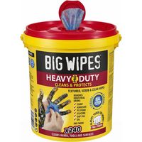 Seau de 240 lingettes Heavy Duty ultra résistantes – Nettoyage extrême silicone, colle, graisse, huile, peinture – Textile double-face virucide – Big Wipes