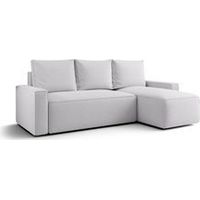 Canapé d’angle tissu convertible avec coffre intégré NORE angle droit-Gris clair-angle droit