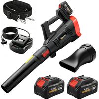 Soplador de Hojas Sin Cable 18V con 2 Baterías de 4.0Ah y Cargador Motor sin Escobillas 600W 3 Velocidades Negro